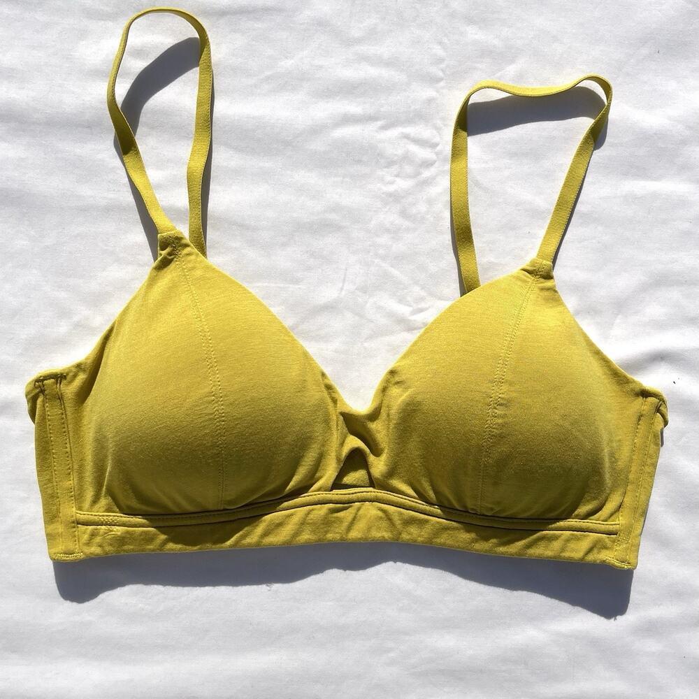 Neiwai Comfort Soft Modal Triangle Bra XS Chartreuse Green Removable Padding